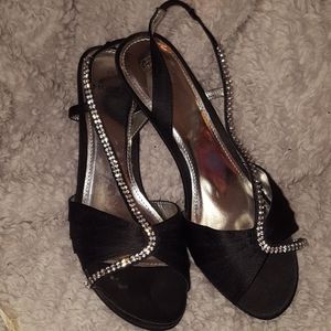 Monet Black Diamond Strap Heels